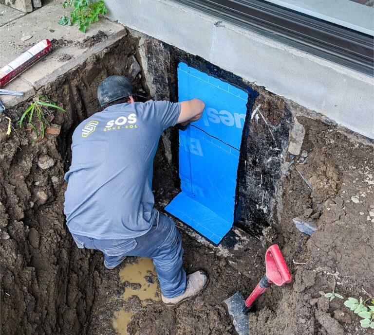 Réparation de fissure de fondation par l'extérieur, équipe SOS Sous-Sol